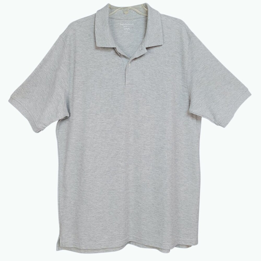 Saddlebred Men's LT Polo Shirt Gray Wicking UPF 15 Short Sleeve Golf Preppy Dad